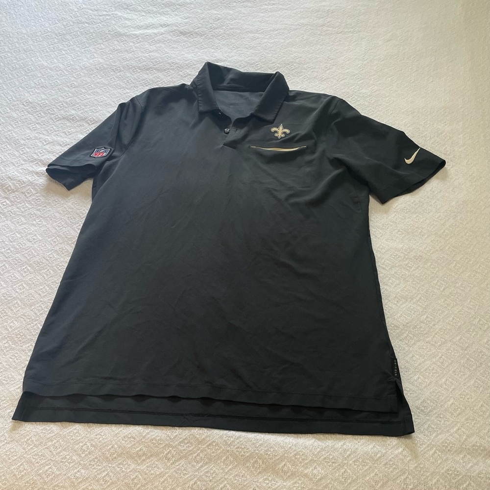 NFL Black‎ Polo Shirt with Gold Logo Saints Logo Size Medium Game Day